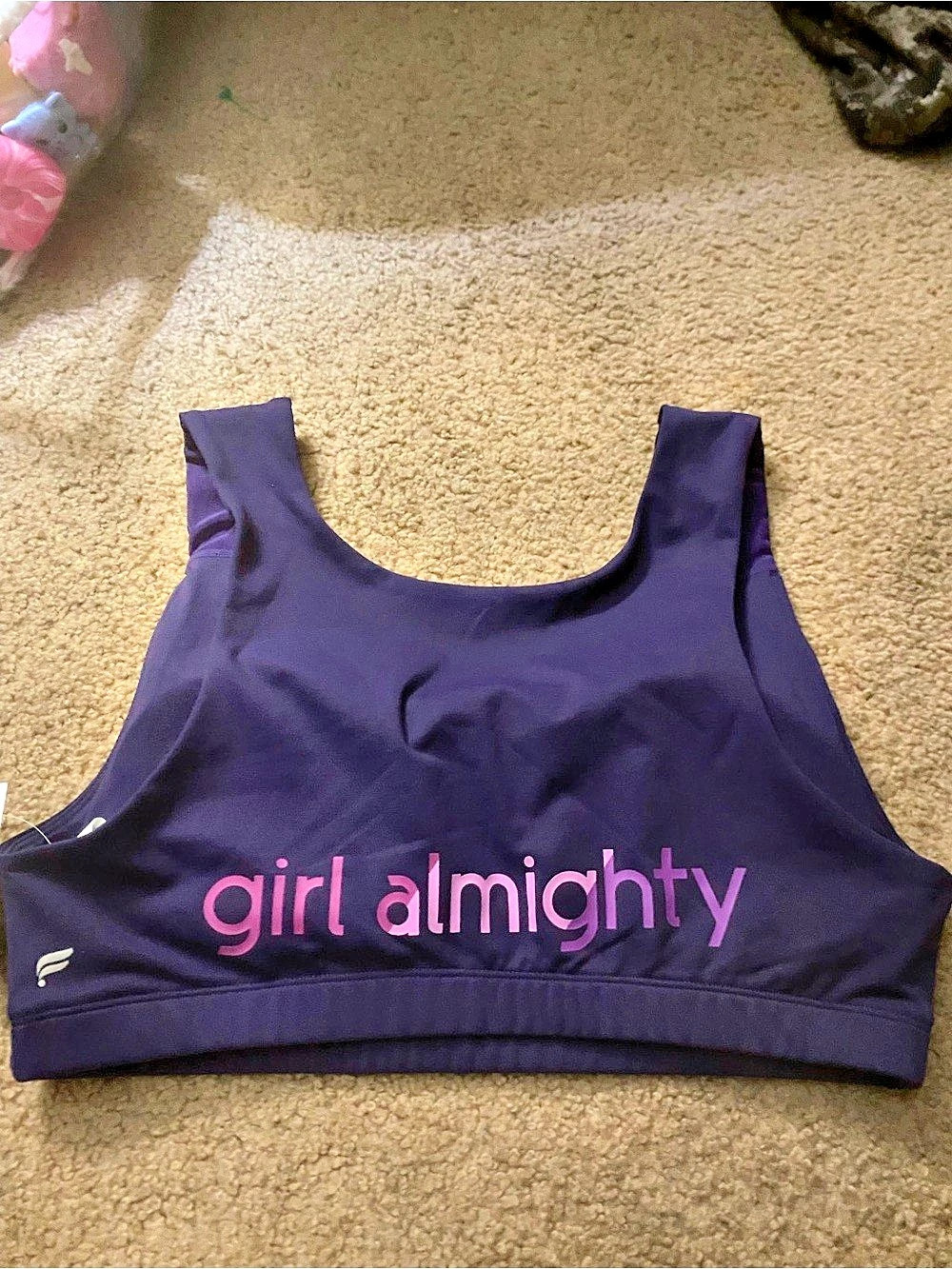 Nwt Fabletics Lorena Medium Impact Sports Bra Size L Girl Almighty Purple